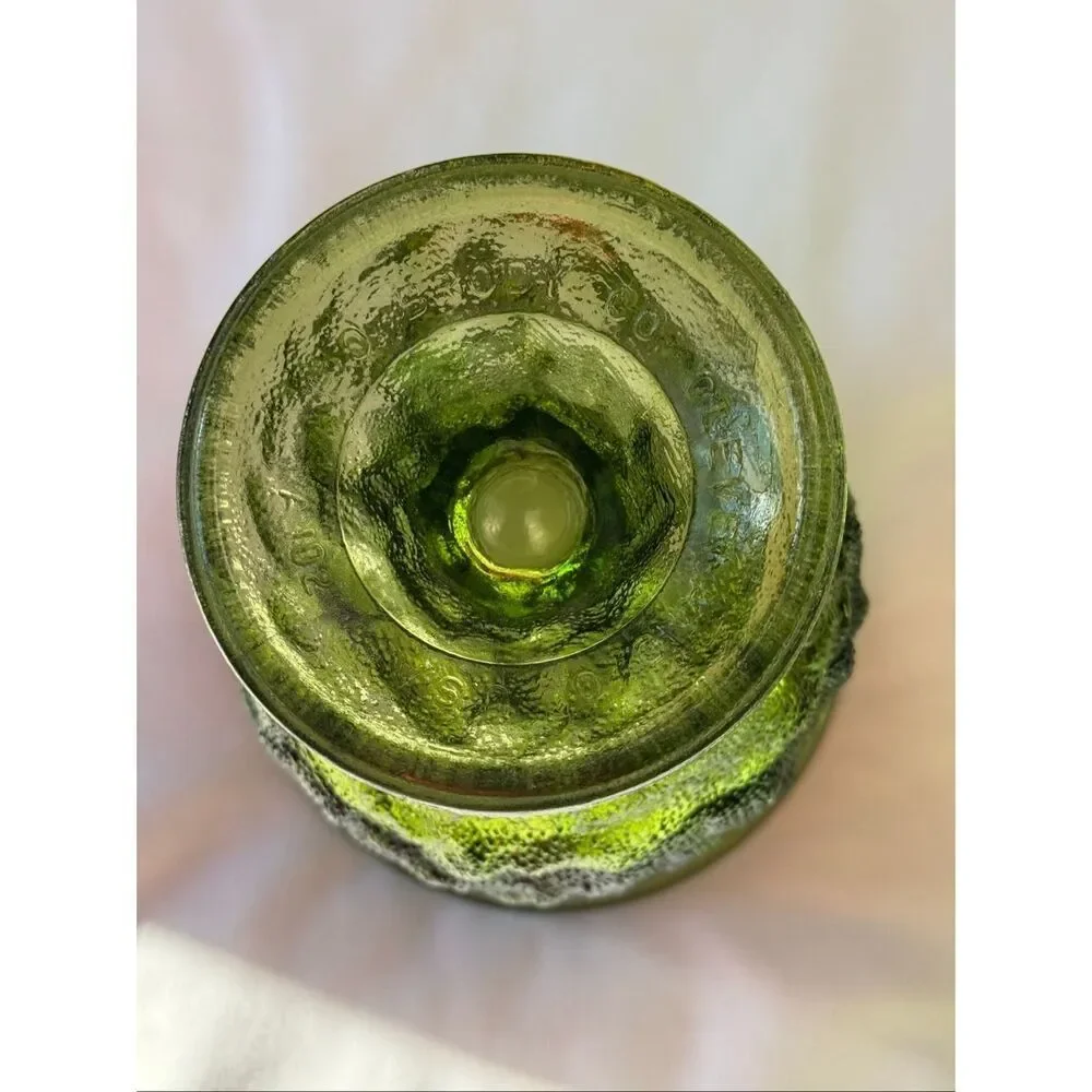 Vintage EO Brody Co Green Crinkle Glass Pedestal Vase/Cleveland Ohio